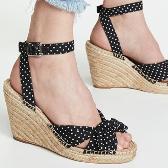 NEW LOEFLER Randal Tessa Espadrille Wedge Polka Dot Sandals size 8.5 - Picture 2 of 10